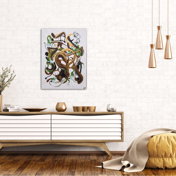 Sensations, large size, acrylic design on white background, original, painting - Picture 1 of 5